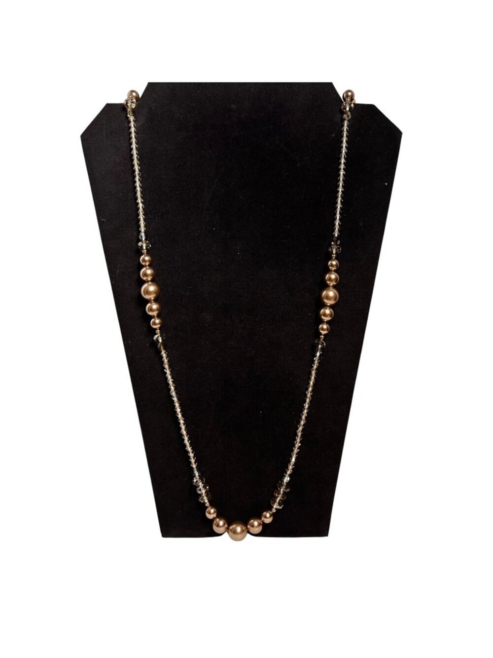 Sterling Silver Clear And Tope Beaded Necklace (6352)